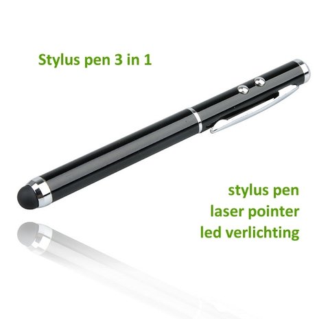 Stylus pen 3 in 1 zwart